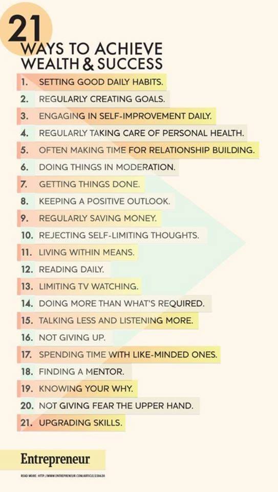 21 tasks for achieving wealth and success